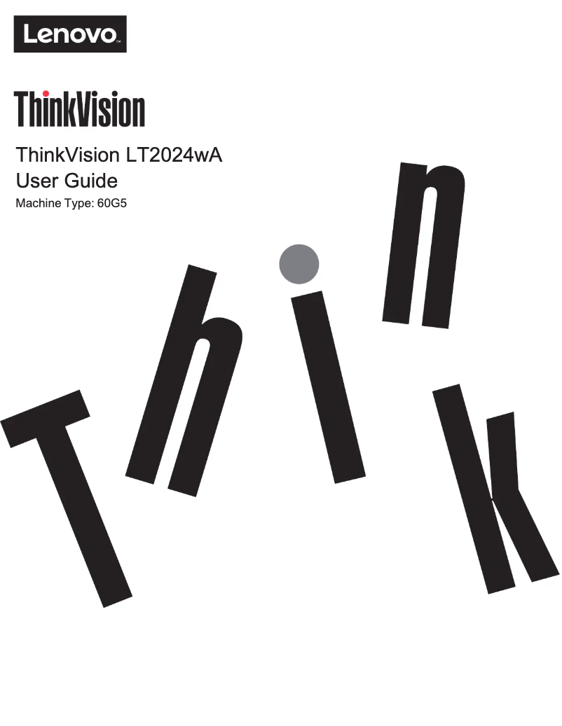 Page 1 of the manual User Manual Lenovo ThinkVision LT2024