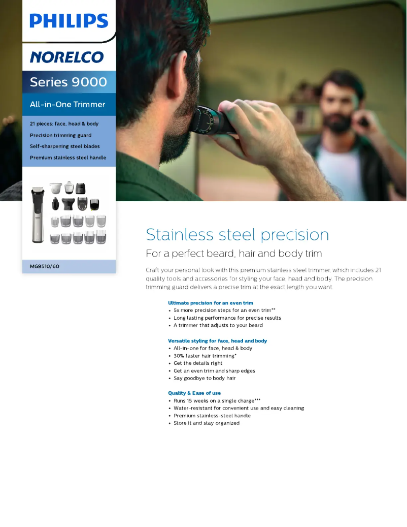 Image de la première page du manuel de l'appareil Norelco Series 9000 MG9510