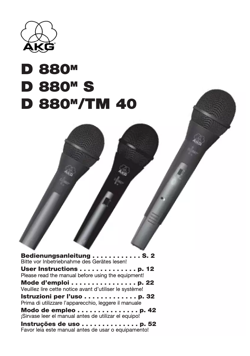 Page n°1 - Manuel utilisateur AKG D 880 S