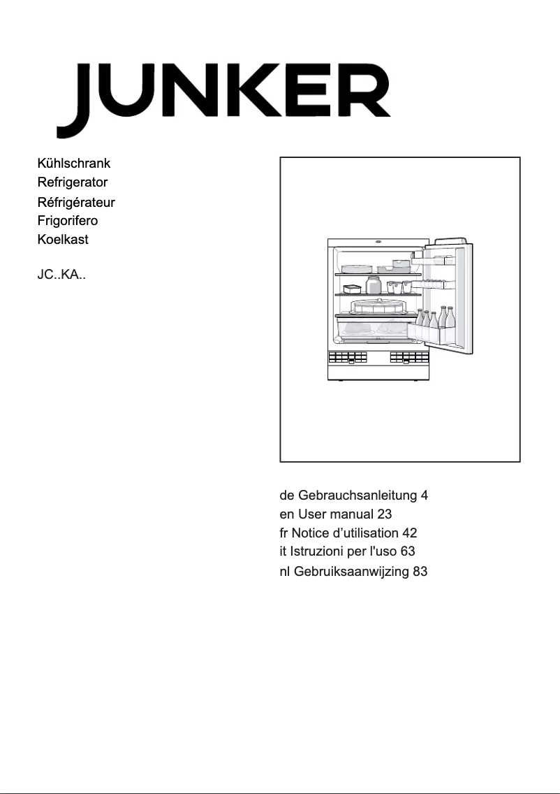Page 1 de la notice Manuel utilisateur Junker JC15KAFF0