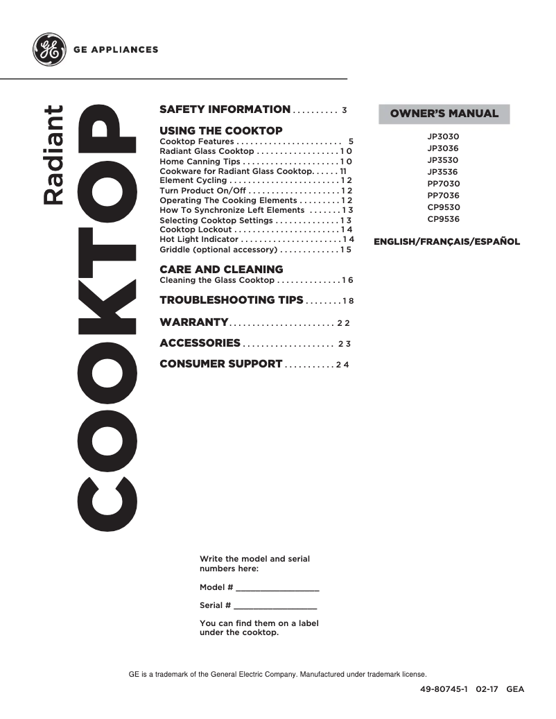 Image de la première page du manuel de l'appareil JP5030DJBB