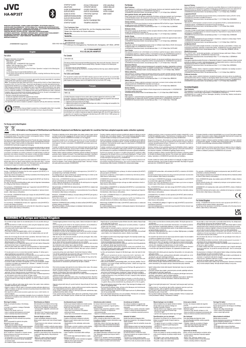 Page n°1 - Manuel utilisateur JVC HA-NP35T