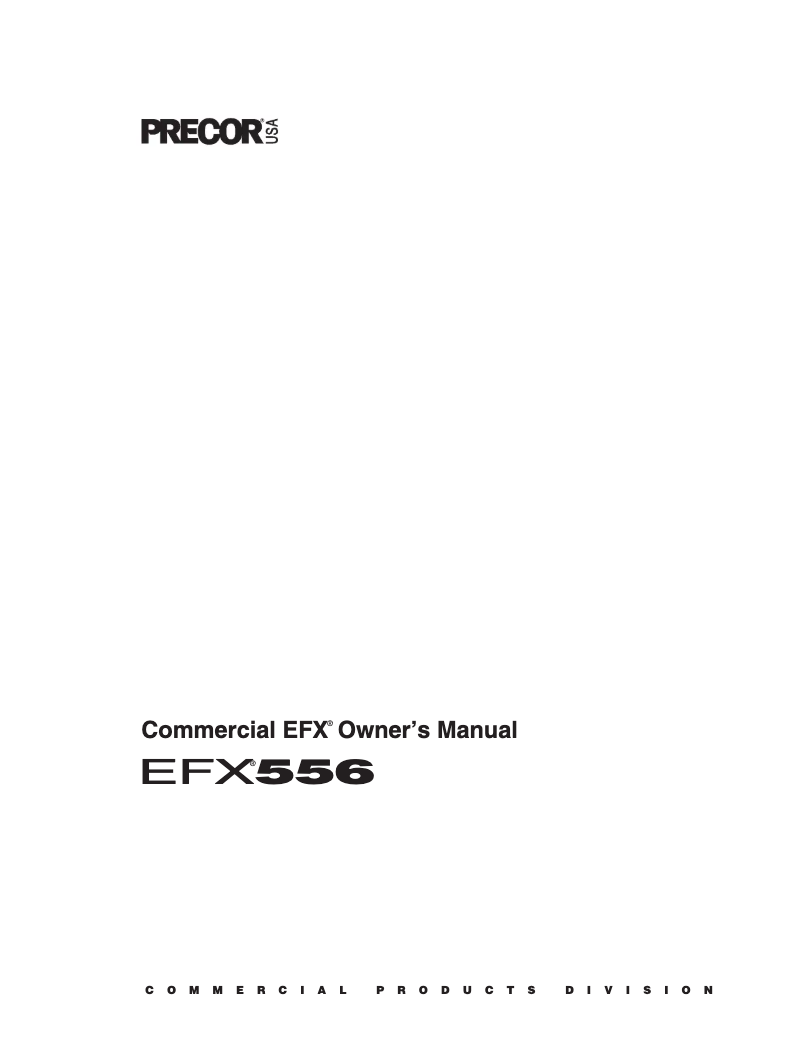 Page 1 de la notice Manuel utilisateur Precor EFX 556