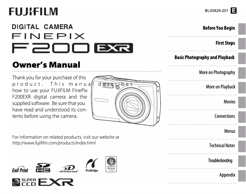 Page n°1 - Manuel utilisateur Fujifilm FinePix F200EXR
