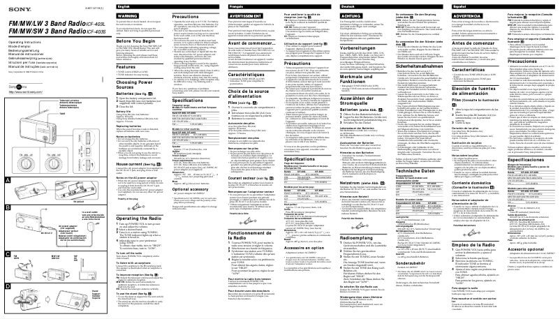 Image de la première page du manuel de l'appareil ICF-403L