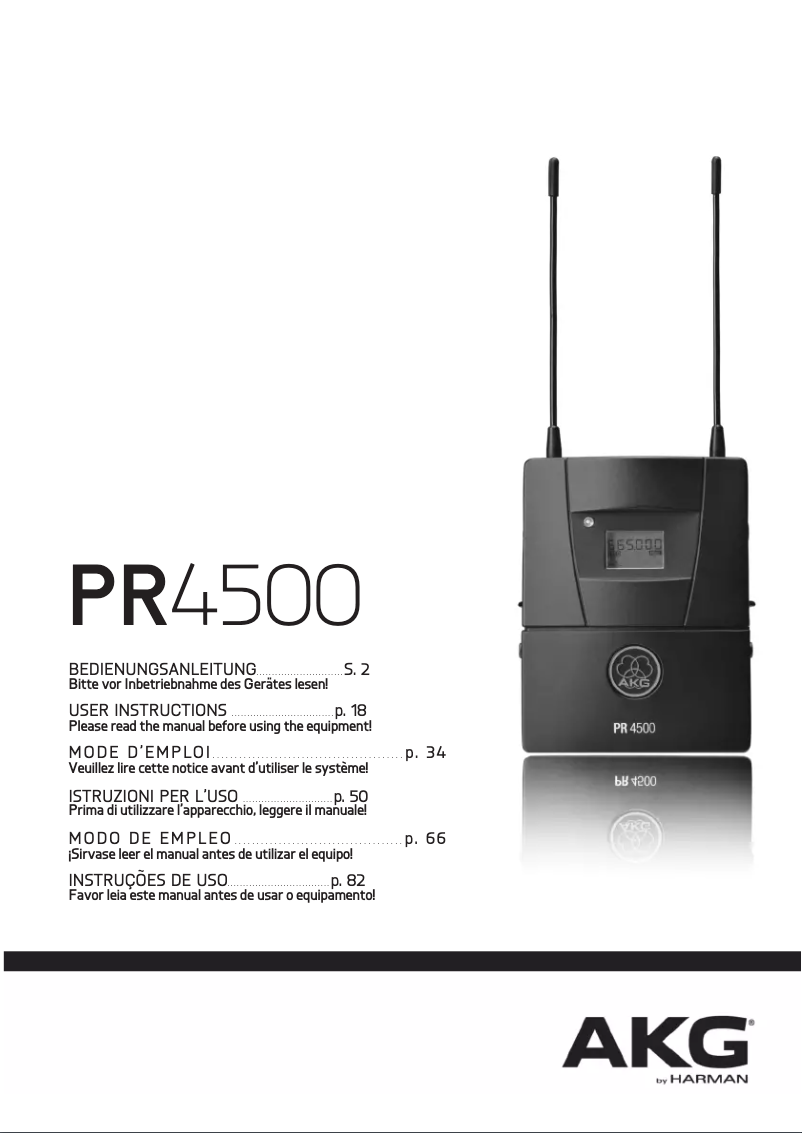 Page 1 de la notice Manuel utilisateur AKG PR4500