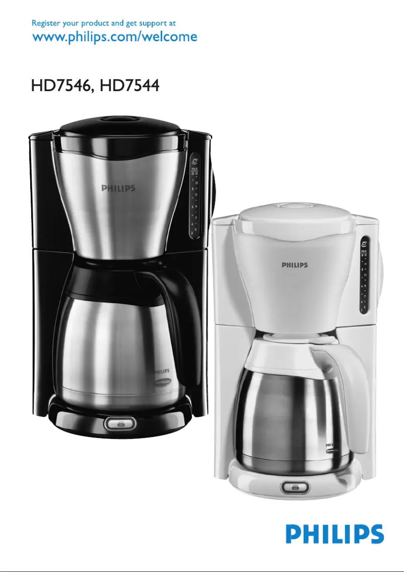 Page 1 de la notice Manuel utilisateur Philips Café Gaia HD7546