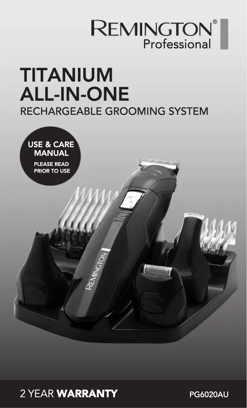 Page n°1 - Manuel utilisateur Remington Titanium All-in-one PG6020AU