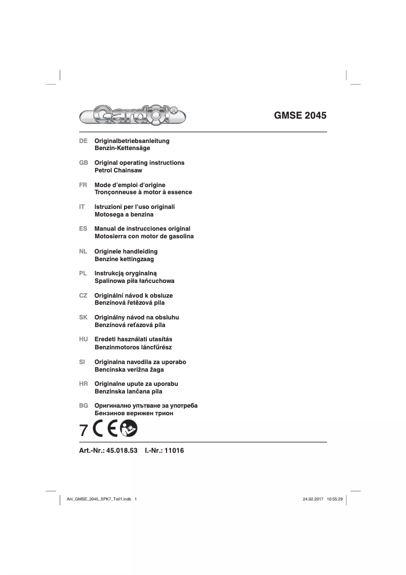 Page 1 de la notice Manuel utilisateur Gardol GMSE 2045