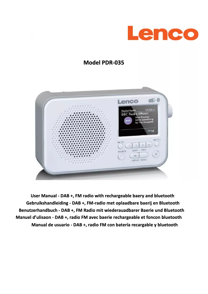 First page image of the manual for PDR-035