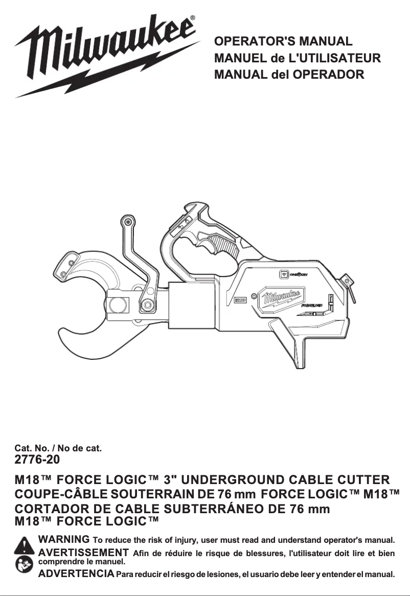 Page 1 de la notice Manuel utilisateur Milwaukee M18 Force Logic 2776R-21