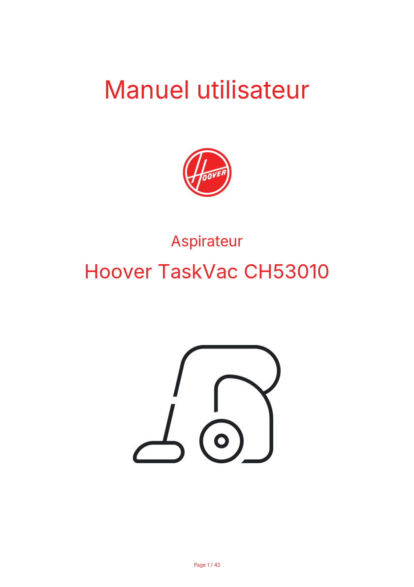 Image de la première page du manuel de l'appareil TaskVac CH53010