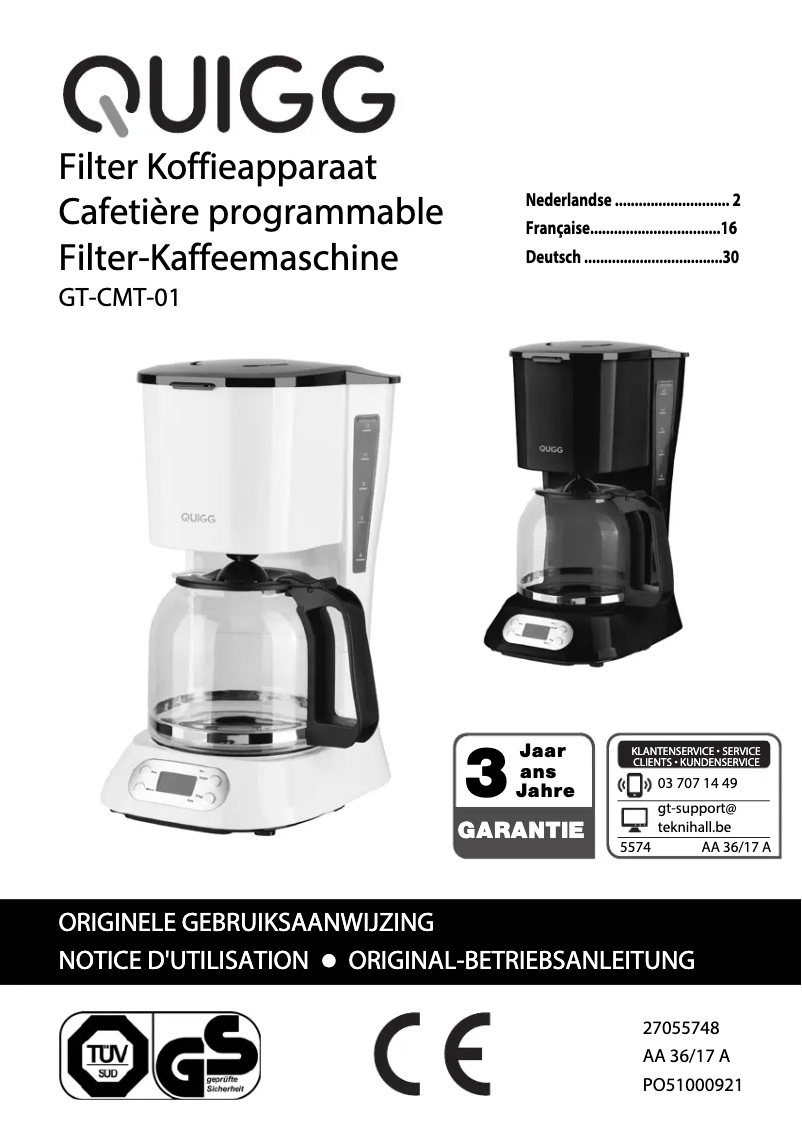 Page 1 de la notice Manuel utilisateur Quigg GT-CMT-01