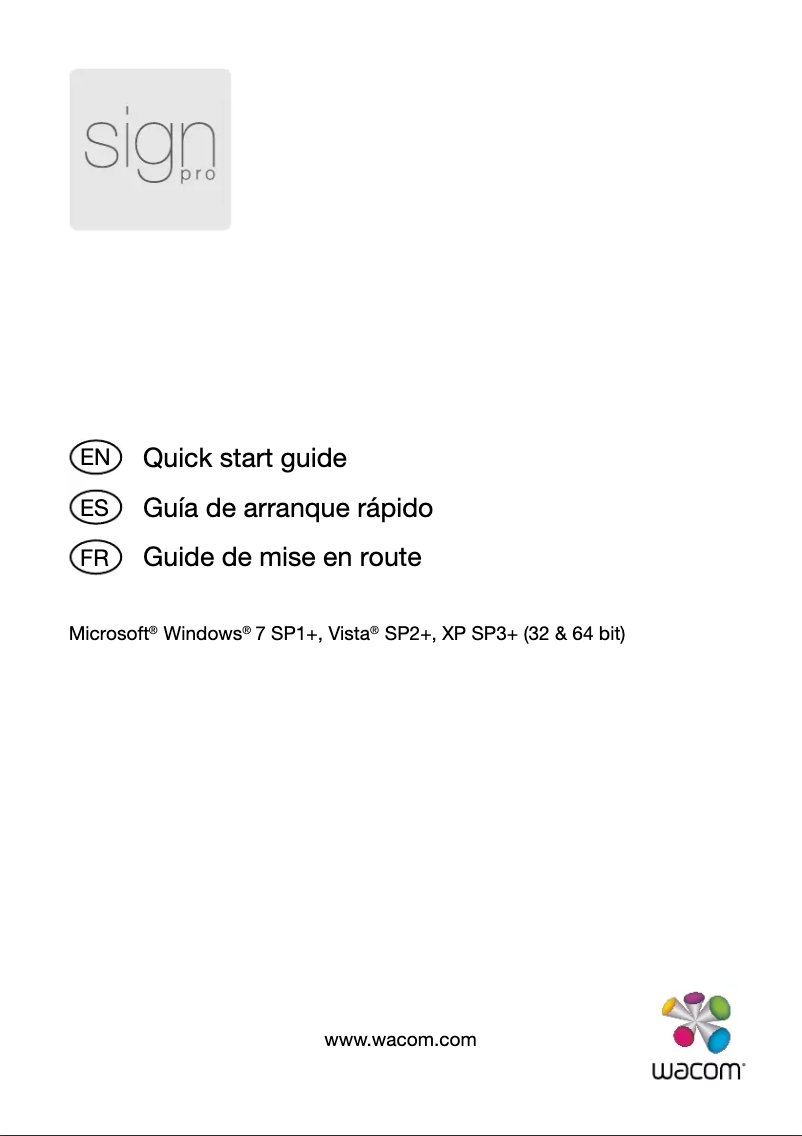 Page 1 de la notice Manuel utilisateur Wacom Sign Pro