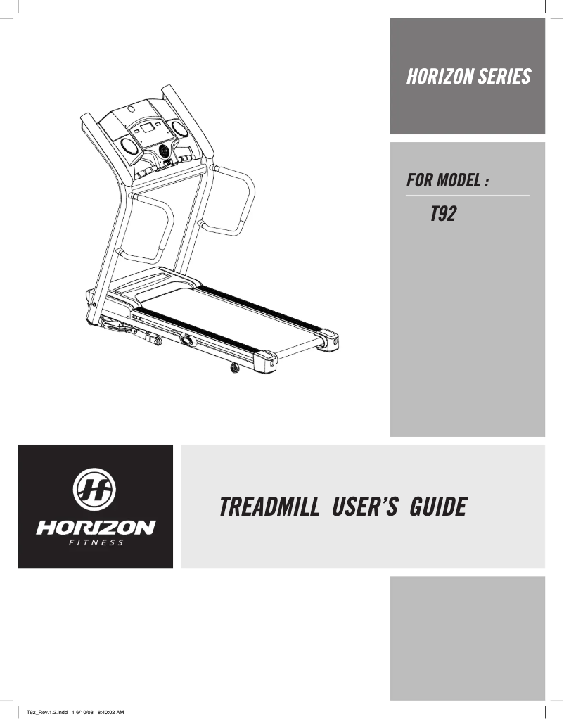 Imagen de la primera página del manual del dispositivo Horizon T92