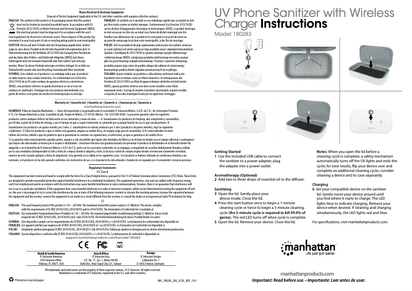 Page 1 de la notice Manuel utilisateur Manhattan 180283