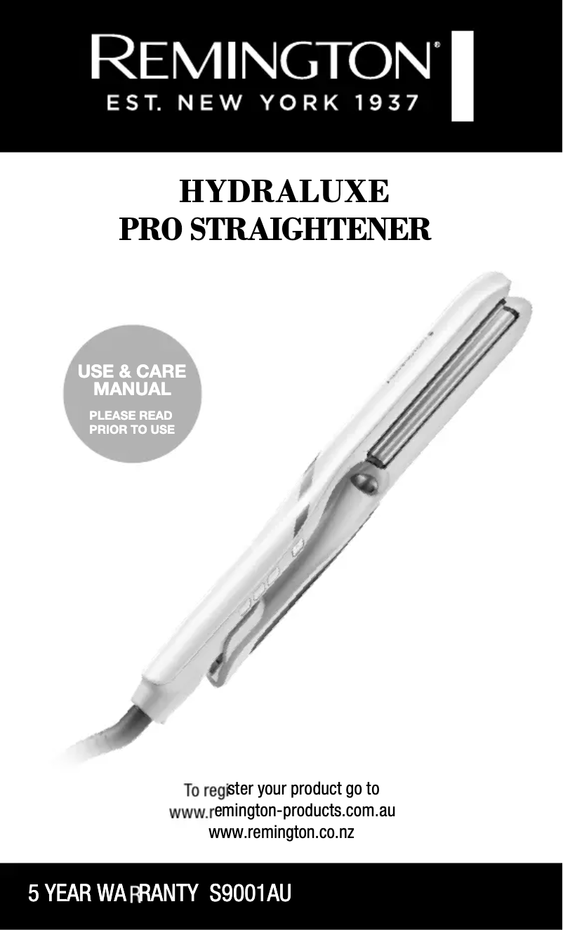 Page 1 de la notice Manuel utilisateur Remington Hydraluxe Pro S9001AU