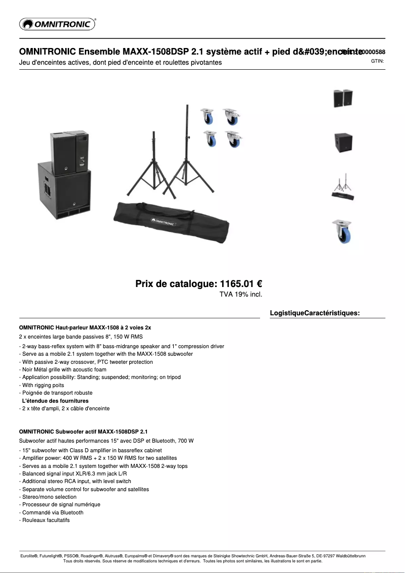 Page n°1 - Fiche technique Omnitronic MAXX-1508DSP