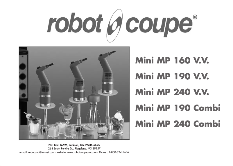 Page 1 de la notice Manuel utilisateur Robot Coupe Mini MP 240 Combi
