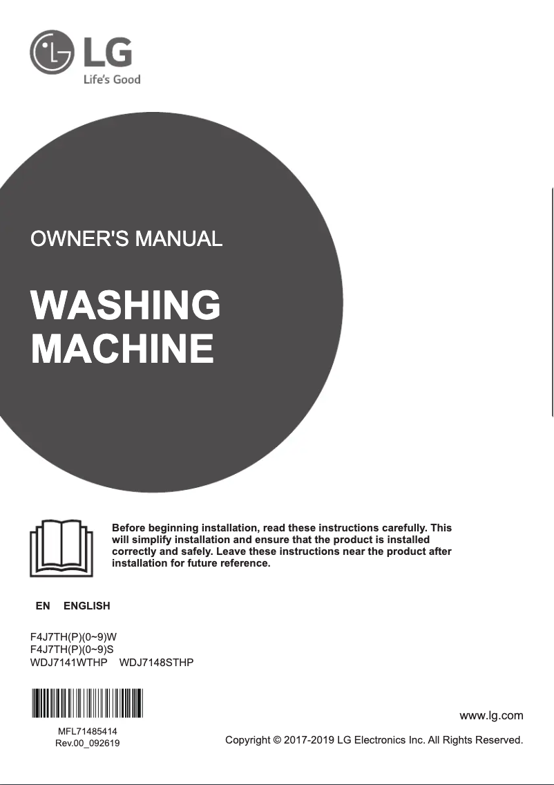 Page n°1 - Manuel utilisateur LG WDJ7148STHP