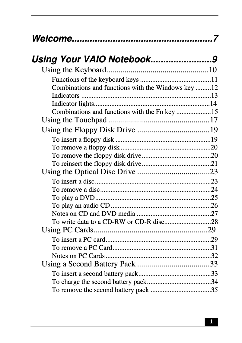 Page n°1 - Manuel utilisateur Sony Vaio PCG-FX340P