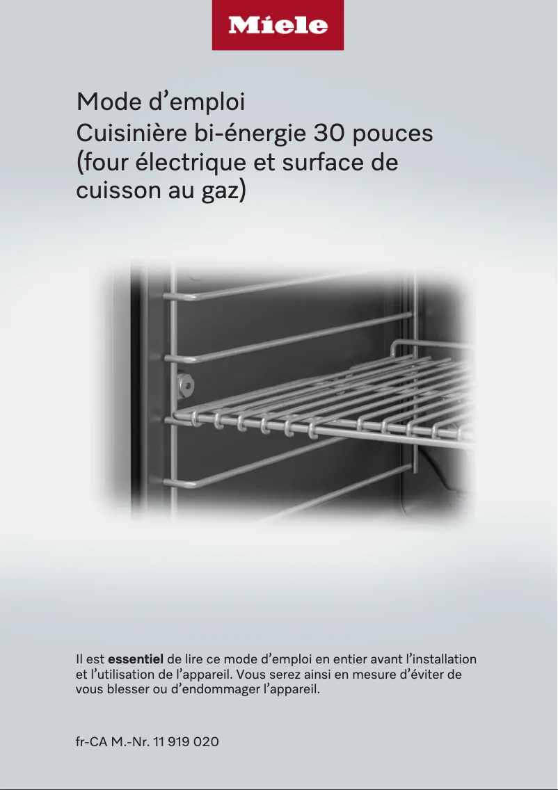 Page n°1 - Manuel utilisateur Miele HR 1924-3 G DF