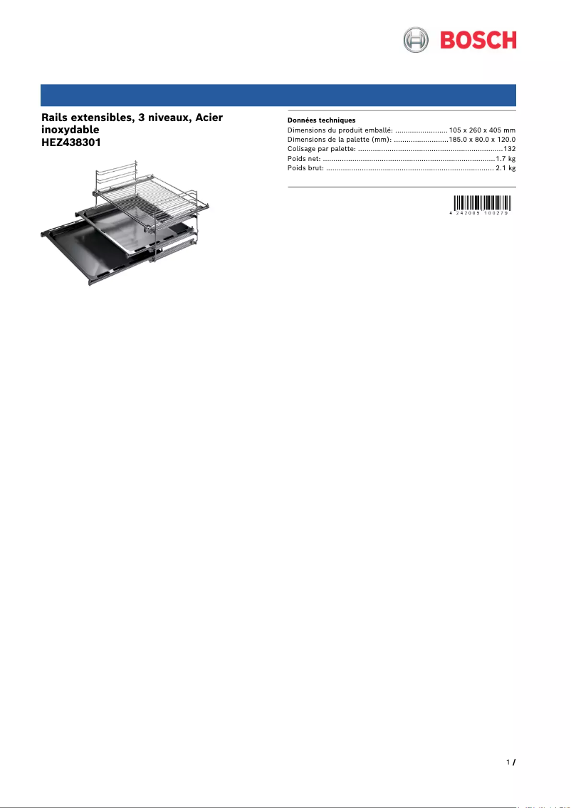 Página 1 del manual Ficha técnica Bosch HEZ438301