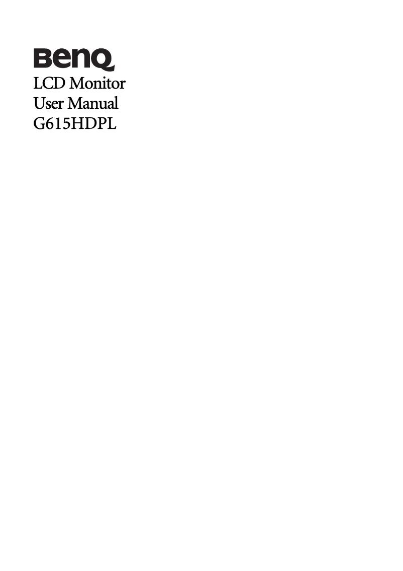 Page 1 de la notice Manuel utilisateur BenQ G615HDPL