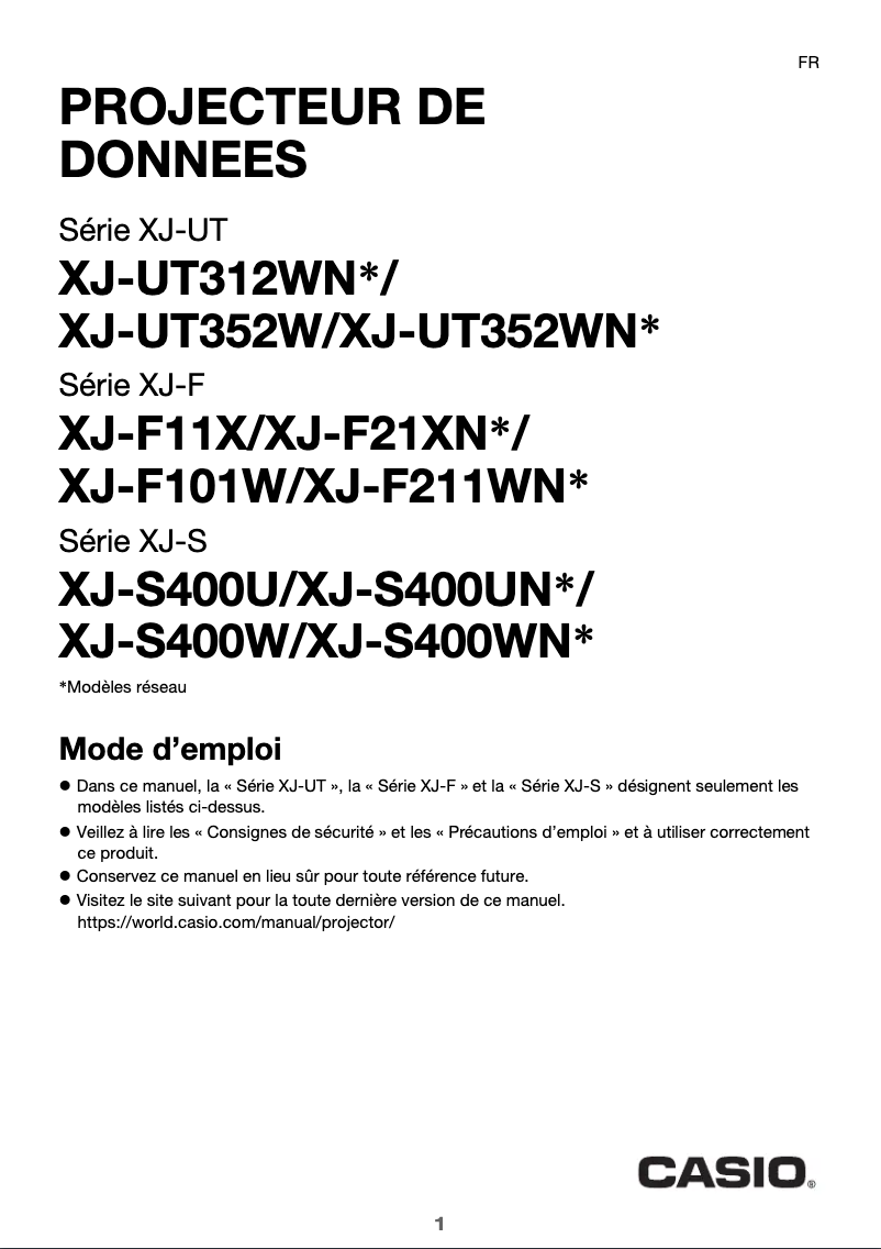 Image de la première page du manuel de l'appareil XJ-S400W