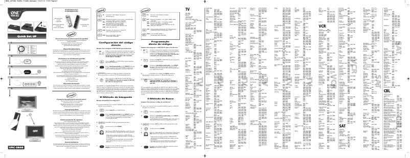 Page 1 de la notice Manuel utilisateur One for all Slim Line 4 URC 3840