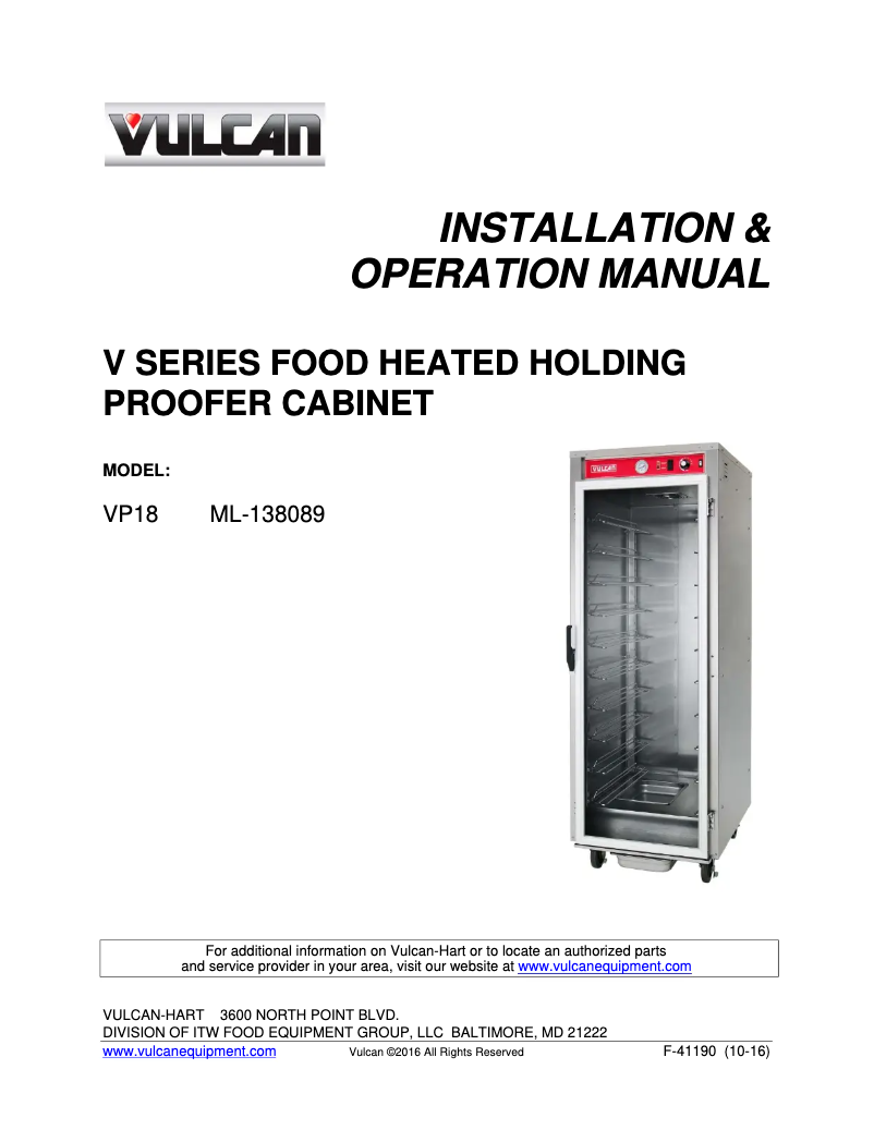 Page n°1 - Manuel utilisateur Vulcan VP18