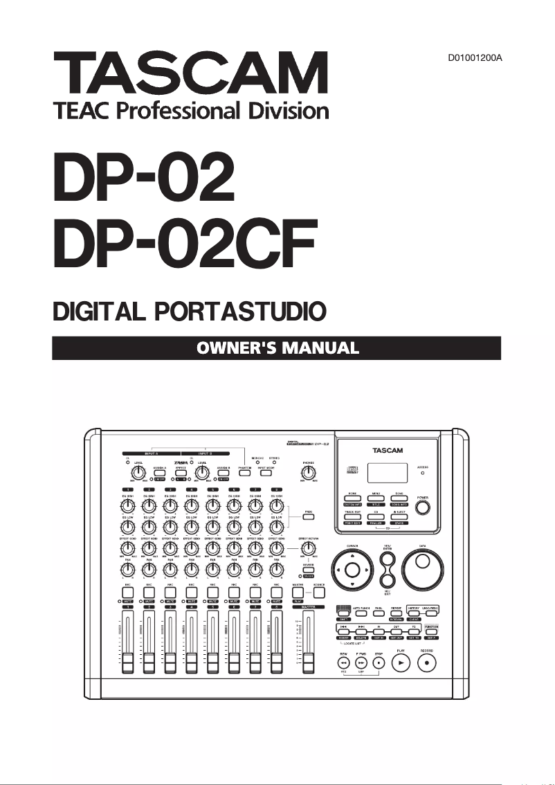 Page 1 de la notice Manuel utilisateur Tascam DP-02