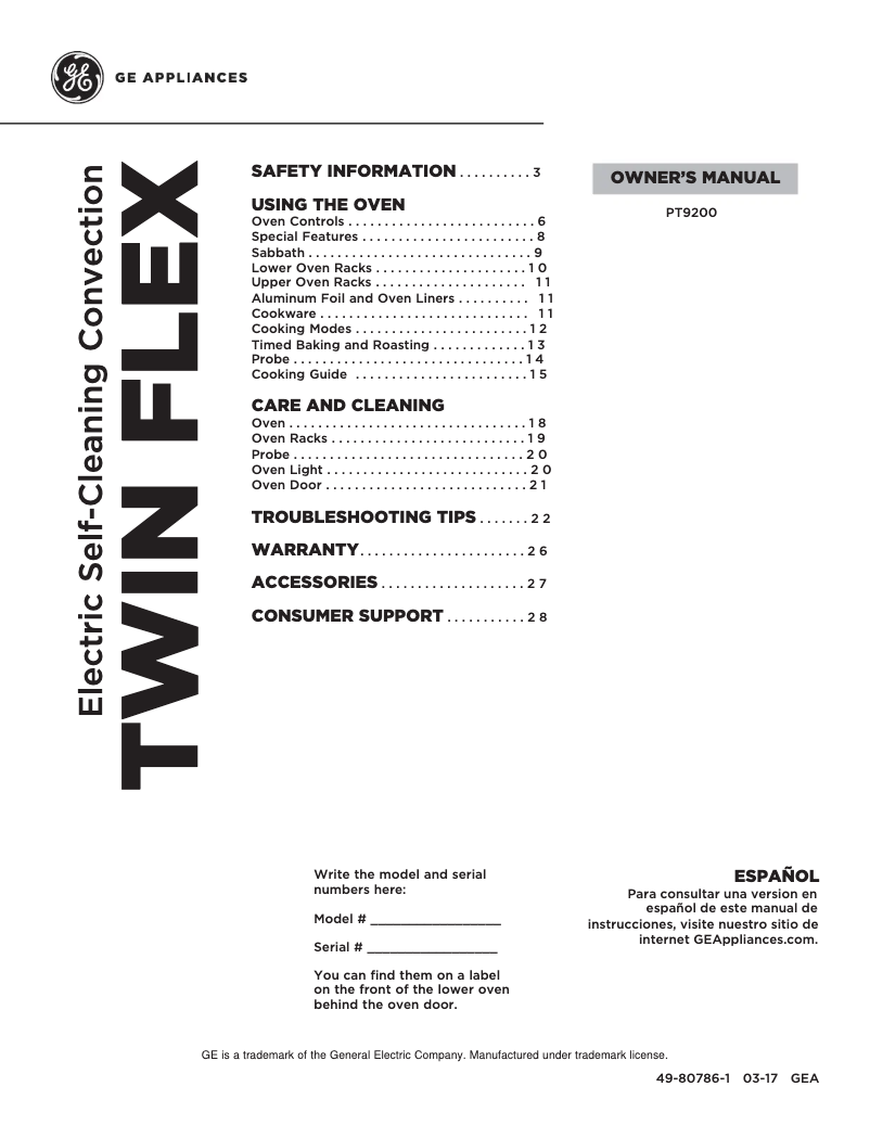 Page 1 de la notice Manuel utilisateur GE Profile PT9200SLSS