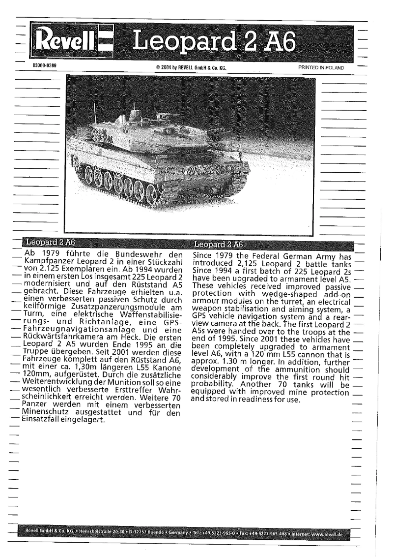 Page n°1 - Manuel utilisateur Revell Leopard 2 A6