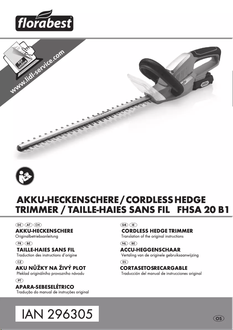 Page 1 de la notice Manuel utilisateur Florabest FHSA 20 B1