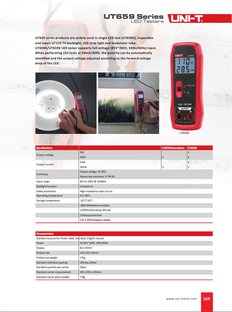 Page n°1 - Fiche technique Uni-T UT659D