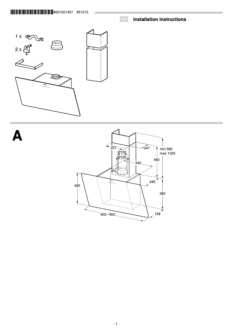 Page 1 de la notice Guide d'installation Bosch Serie | 8 DWK068G21