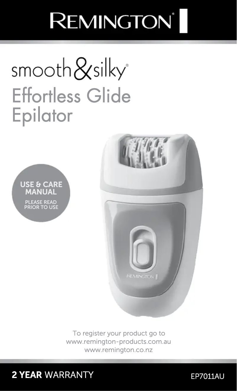 Page 1 de la notice Manuel utilisateur Remington Smooth & Silky Effortless Glide EP7011AU