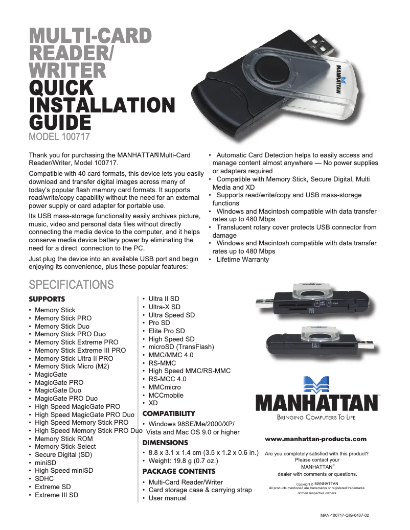 Page n°1 - Manuel utilisateur Manhattan 100717