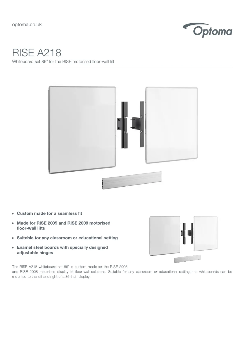 Page 1 de la notice Fiche technique Optoma RISE A218