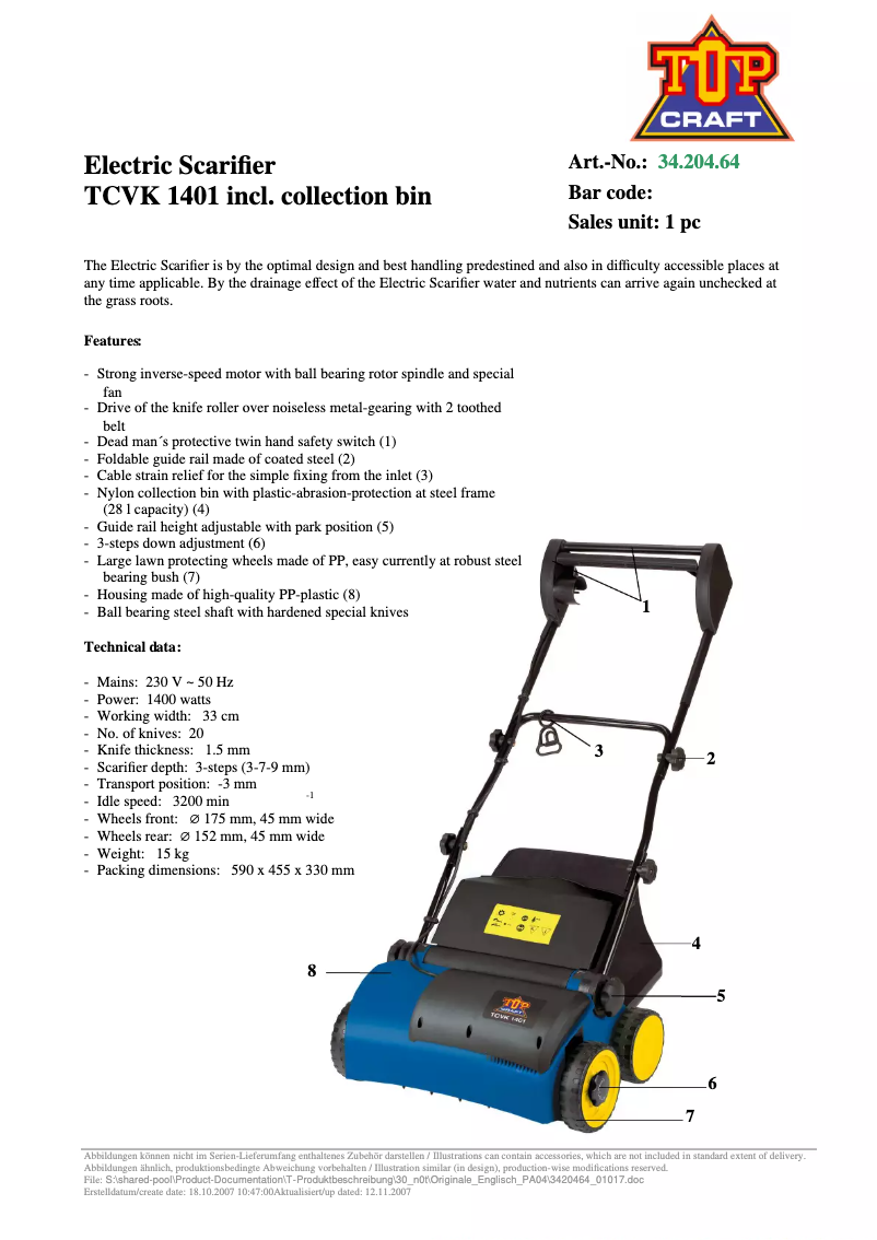 Image de la première page du manuel de l'appareil TCVK 1401