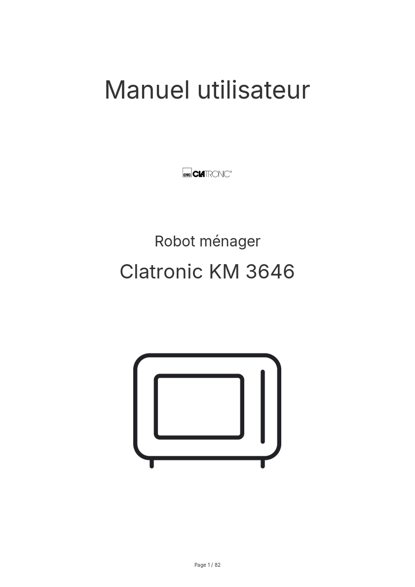 Page n°1 - Manuel utilisateur Clatronic KM 3646