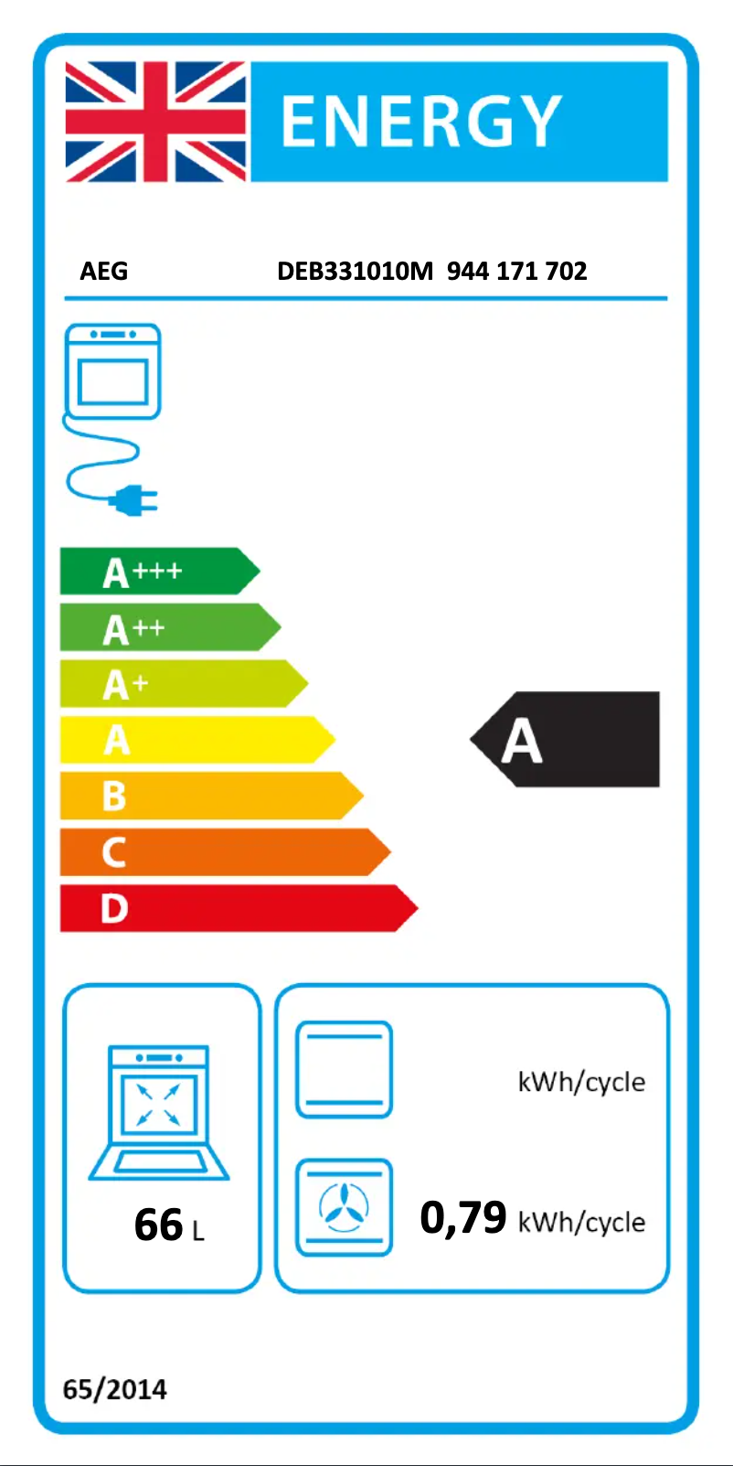 Page 1 de la notice Label énergétique AEG DEB331010M