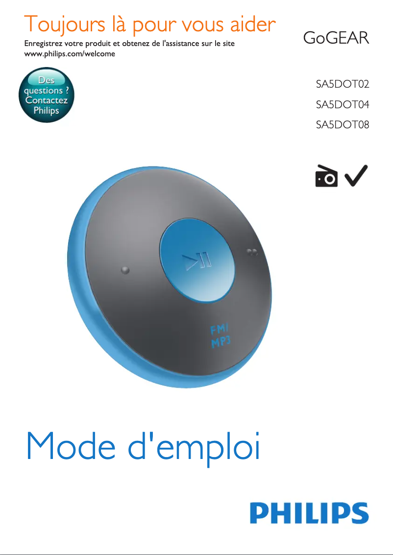 Page n°1 - Manuel utilisateur Philips GoGear SA5DOT02KFS