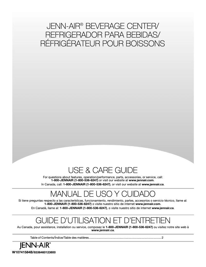 Page 1 de la notice Manuel d'utilisation et d'entretien JennAir JUB24FRECX