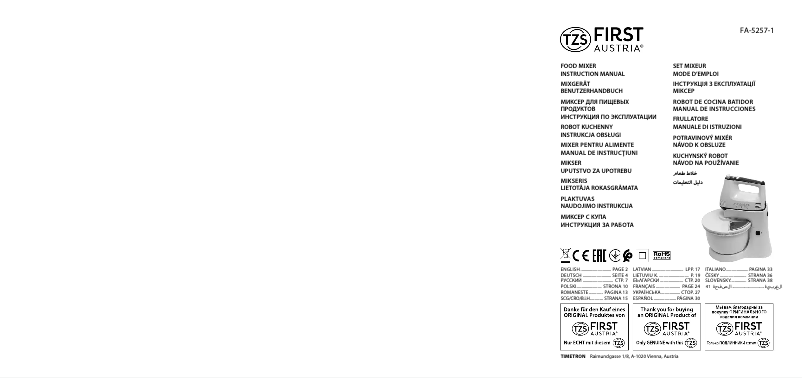 Page 1 de la notice Manuel utilisateur First Austria FA-5257-1