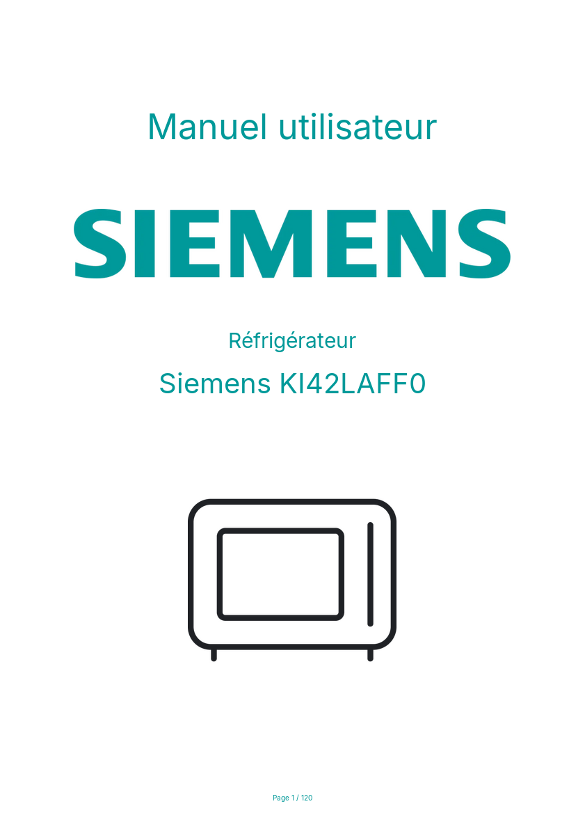 Page 1 de la notice Manuel utilisateur Siemens KI42LAFF0