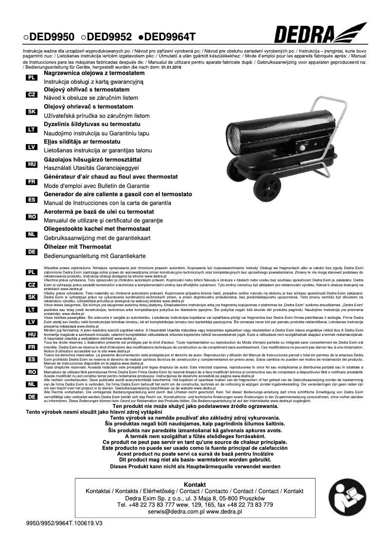 Page 1 de la notice Manuel utilisateur DEDRA DED9952