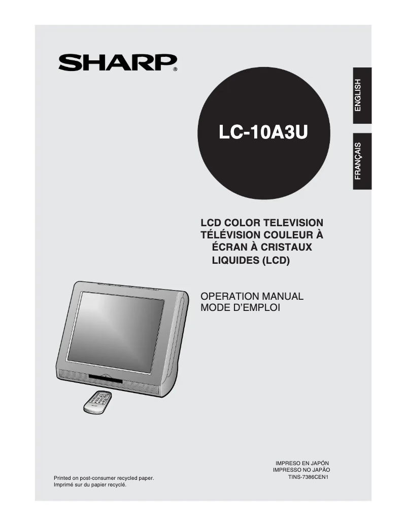 Page n°1 - Manuel utilisateur Sharp LC-10A3U