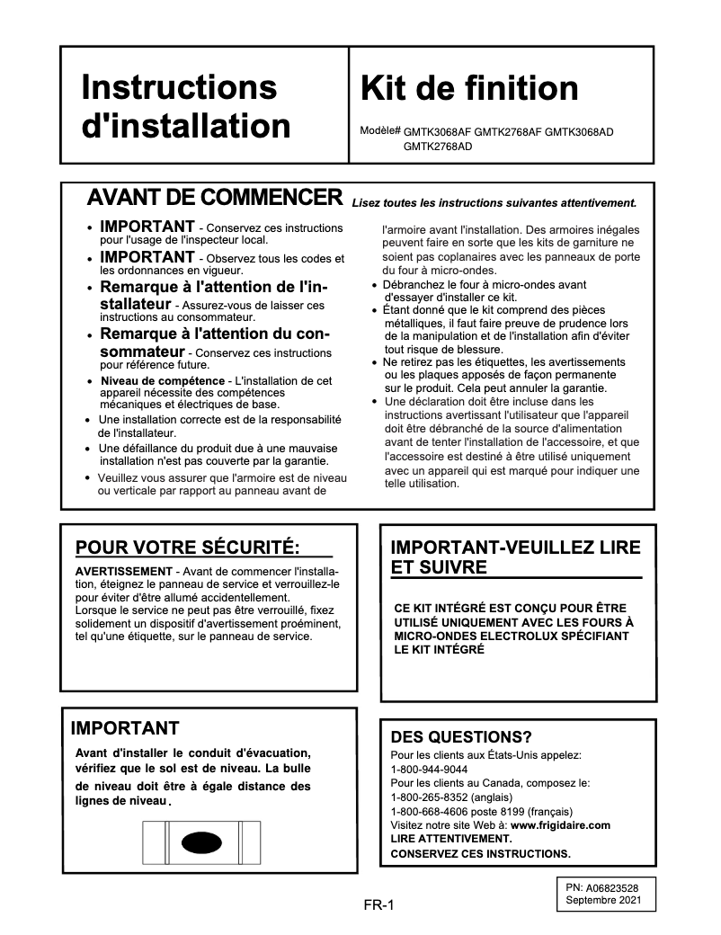 Image de la première page du manuel de l'appareil GMBS3068BF